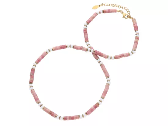 N3O04 NASZYJNIK RODONIT MASA PERŁOWA I HEMATYT