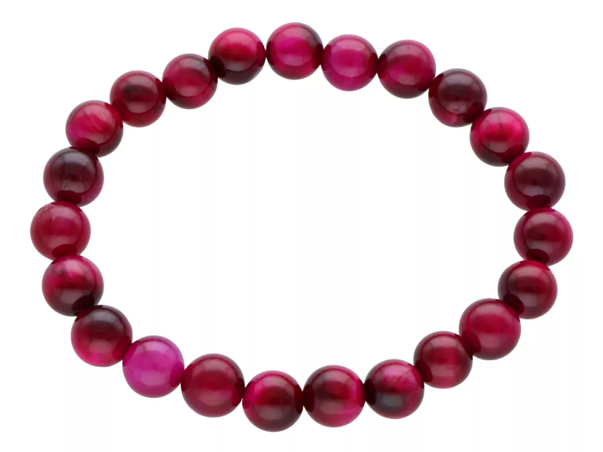 R4E62 BRANSOLETKA TYGRYSIE OKO RÓŻOWE KULE 8 mm