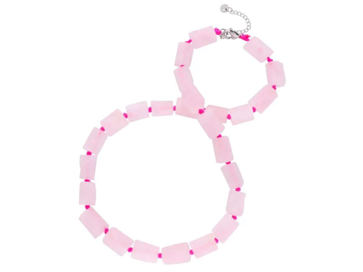 N3L36 NASZYJNIK KWARC RÓŻOWY MATOWY