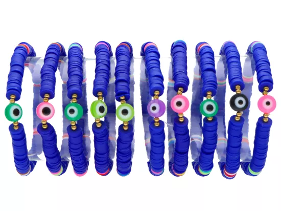 R4E77 BRANSOLETKI Z KORALIKÓW KATSUKI 6 mm MIX KOLORÓW - 10 SZTUK