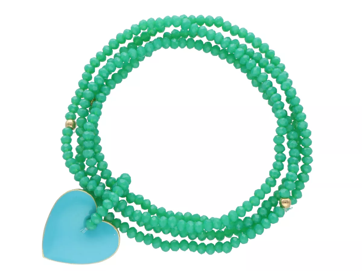 R3C66 BRANSOLETKA  4-RZĘDOWA Z ZAWIESZKĄ KRYSZTAŁKI 3 mm NA GUMCE