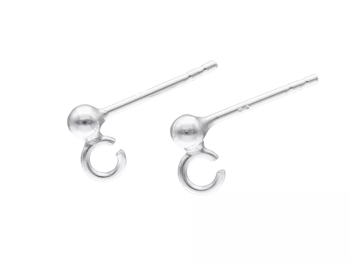 P3B09 SZTYFTY KULKA 3 mm Z PODWIESZKĄ SREBRO 925 - 1 PARA