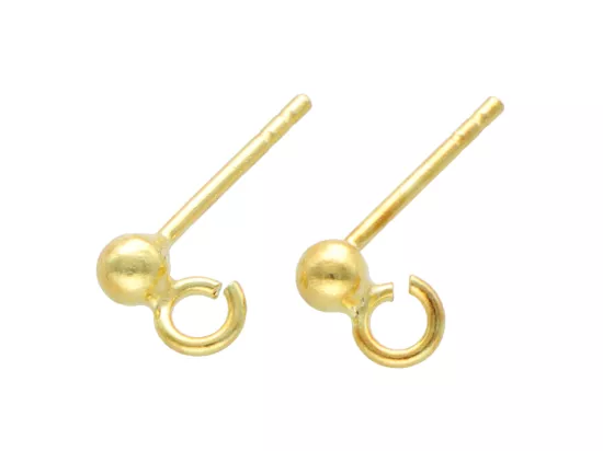 P3I92 SZTYFTY KULKA 3 mm Z PODWIESZKĄ SREBRO 925 POZŁAC. - 1 PARA