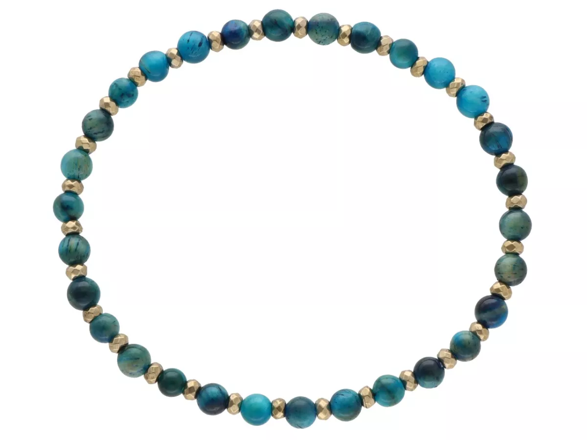 R4M43 BRANSOLETKA TYGRYSIE OKO TURKUSOWE KULE 4,5 mm