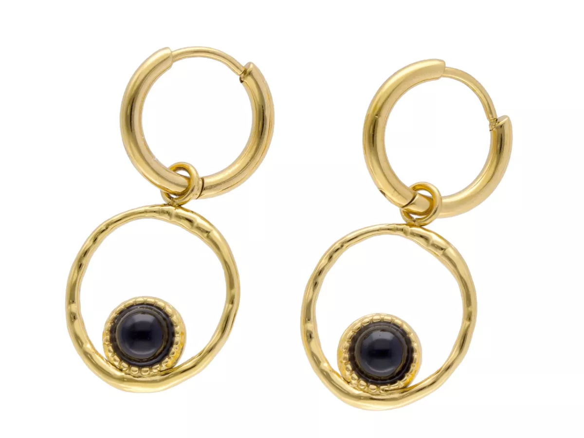 U1X12 KOLCZYKI ONYKS I STAL CHIRURGICZNA 1 PARA