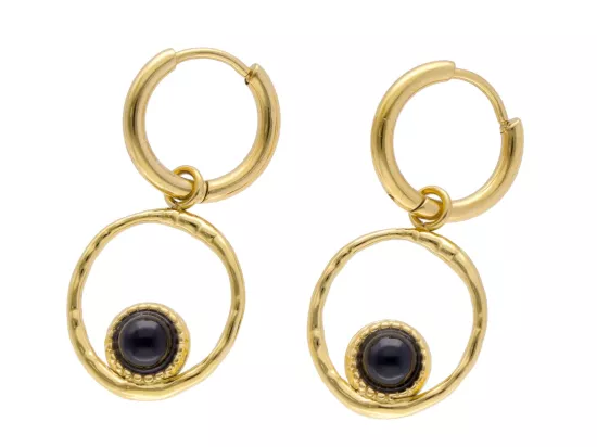 U1X12 KOLCZYKI ONYKS I STAL CHIRURGICZNA 1 PARA