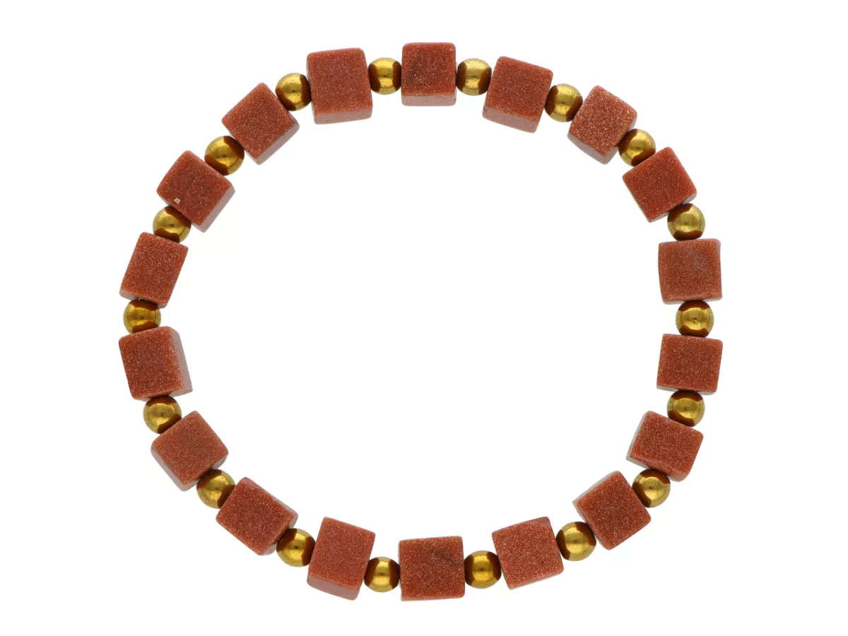 R4K63 BRANSOLETKA PIASEK PUSTYNI KOSTKI 6,5 mm