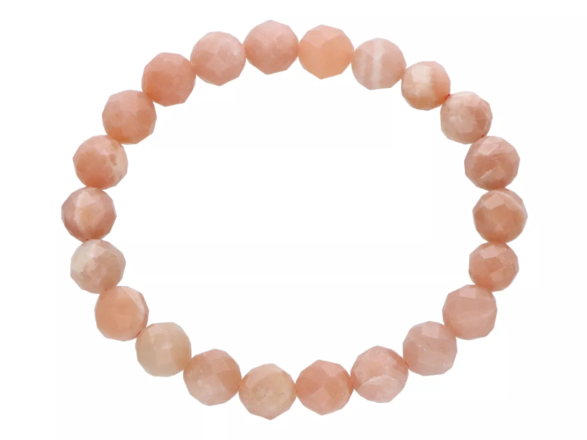 R4I86 BRANSOLETKA KAMIEŃ SŁONECZNY KULE FASETOWANE 8,5 mm