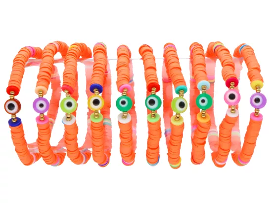 R4E75 BRANSOLETKI Z KORALIKÓW KATSUKI 6 mm MIX KOLORÓW - 10 SZTUK