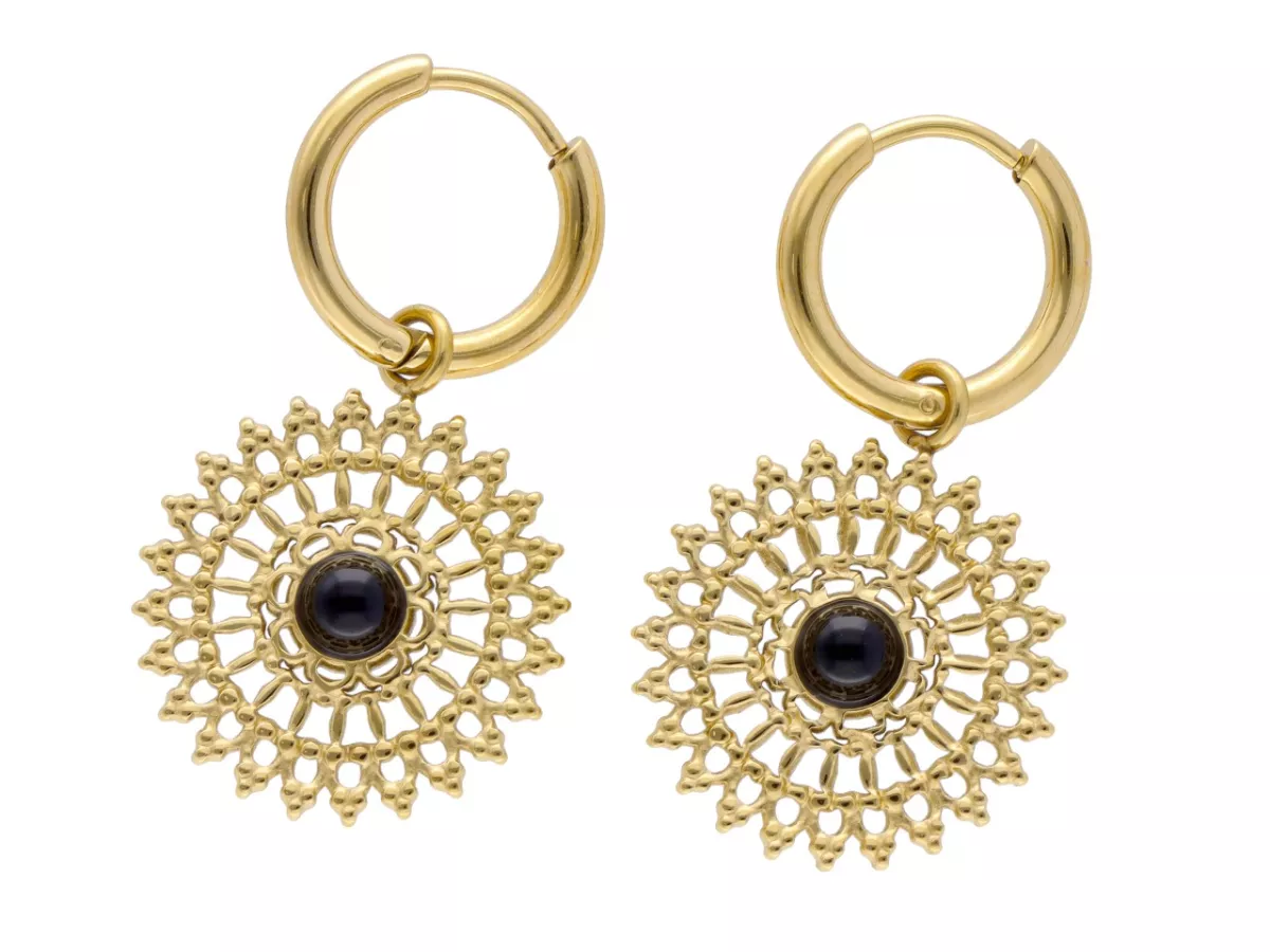 U1X08 KOLCZYKI ONYKS I STAL CHIRURGICZNA 1 PARA