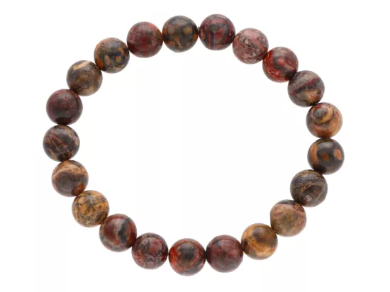 R3G49 BRANSOLETKA JASPIS LEOPARDZI KULE 8,5 mm