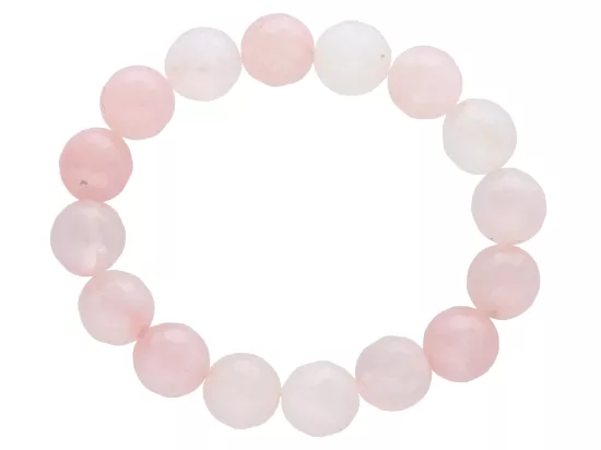 R2S60 BRANSOLETKA KWARC RÓŻOWY KULE FASETOWANE 12 mm