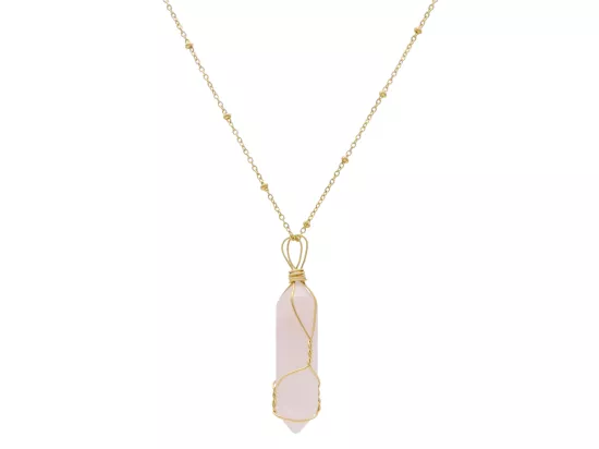 N3I74 NASZYJNIK KWARC RÓŻOWY I STAL CHIRURGICZNA