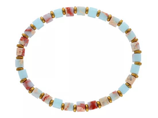 R4O89 BRANSOLETKA JASPIS CESARSKI I HEMATYT