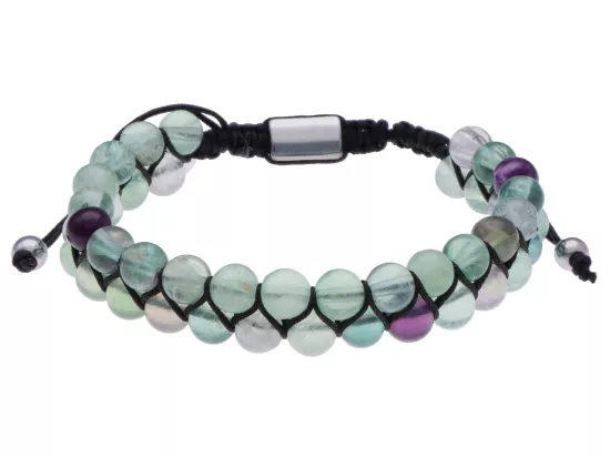 R4T39 BRANSOLETKA SHAMBALLA FLUORYT I STAL CHIRURGICZNA