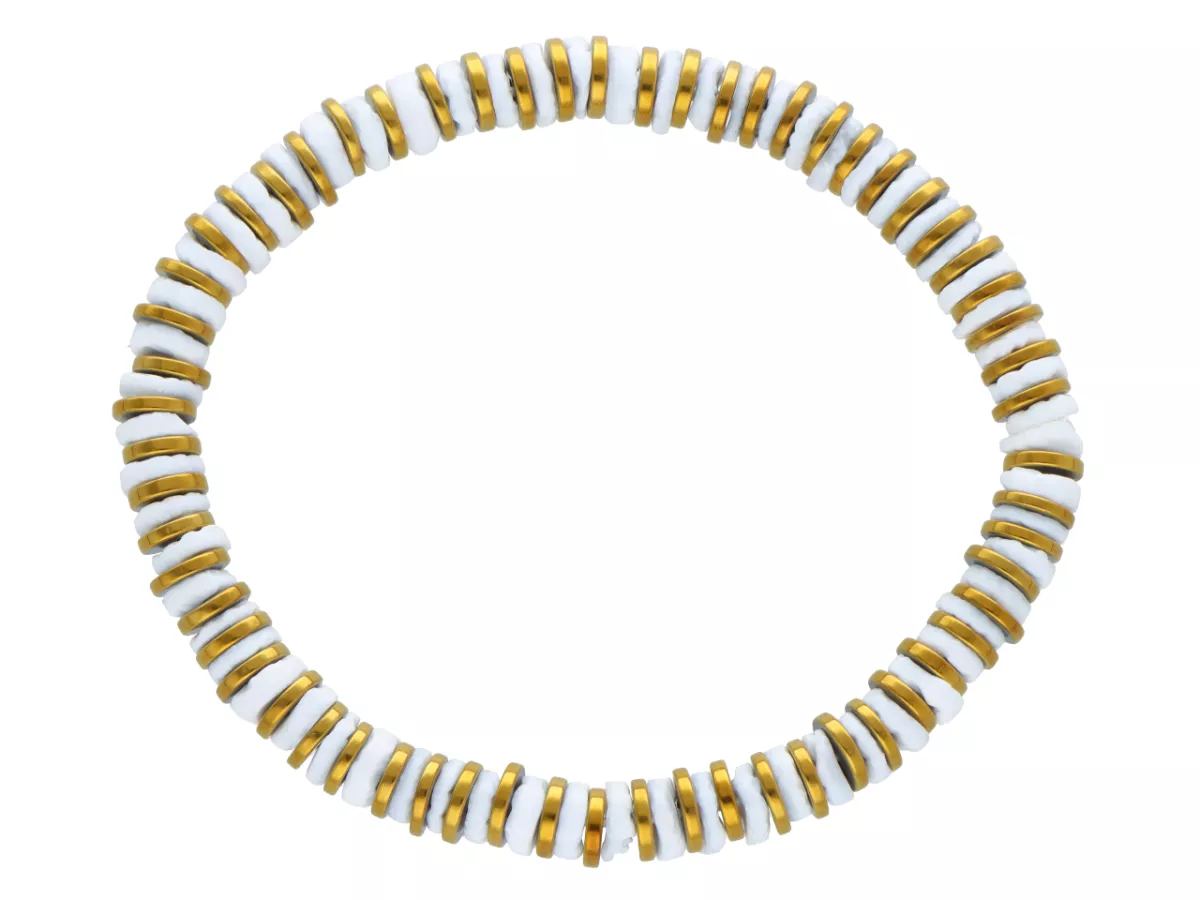 R4L46 BRANSOLETKA BIAŁY AGAT I HEMATYT