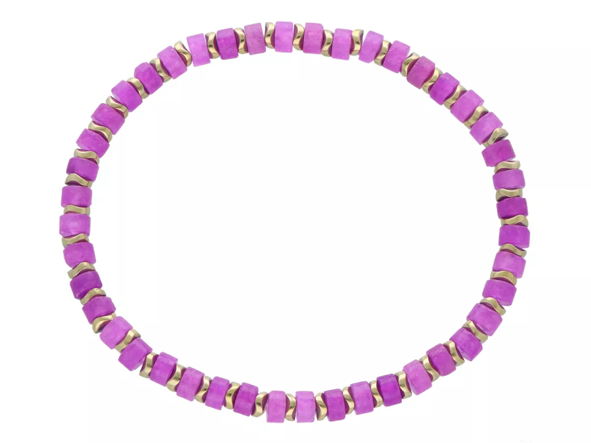 R4U67 BRANSOLETKA JADEIT AMETYSTOWY I HEMATYT