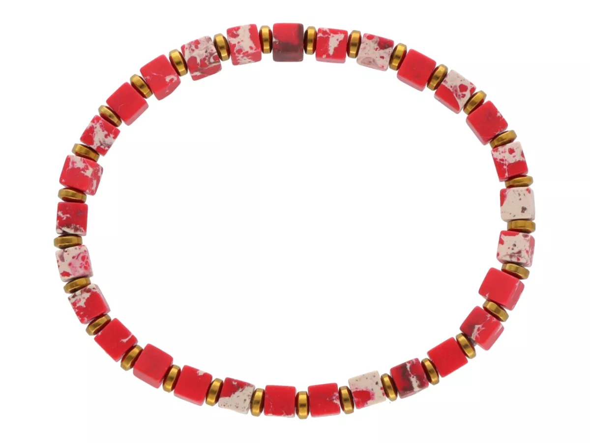 R4O91 BRANSOLETKA JASPIS CESARSKI I HEMATYT