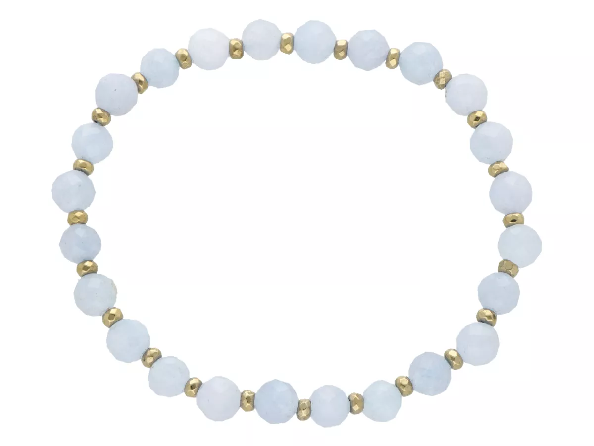 R5B78 BRANSOLETKA JADEIT AKWAMARYNOWY I HEMATYT