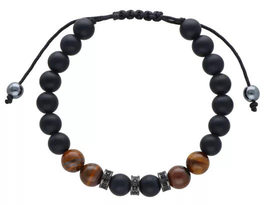 R4L99 BRANSOLETKA SHAMBALLA ONYKS MATOWY I TYGRYSIE OKO