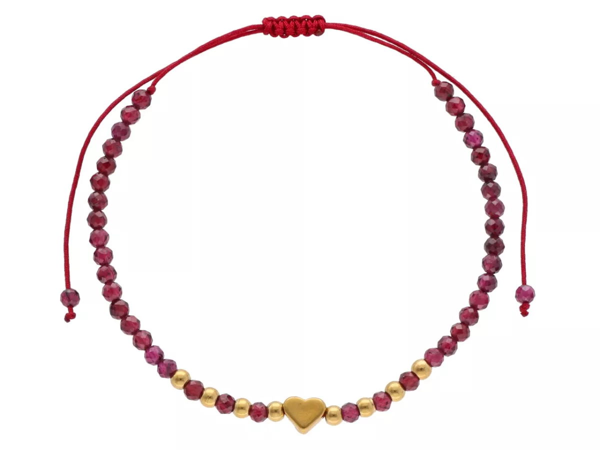 R4S09 BRANSOLETKA SHAMBALLA GRANAT I STAL CHIRURGICZNA