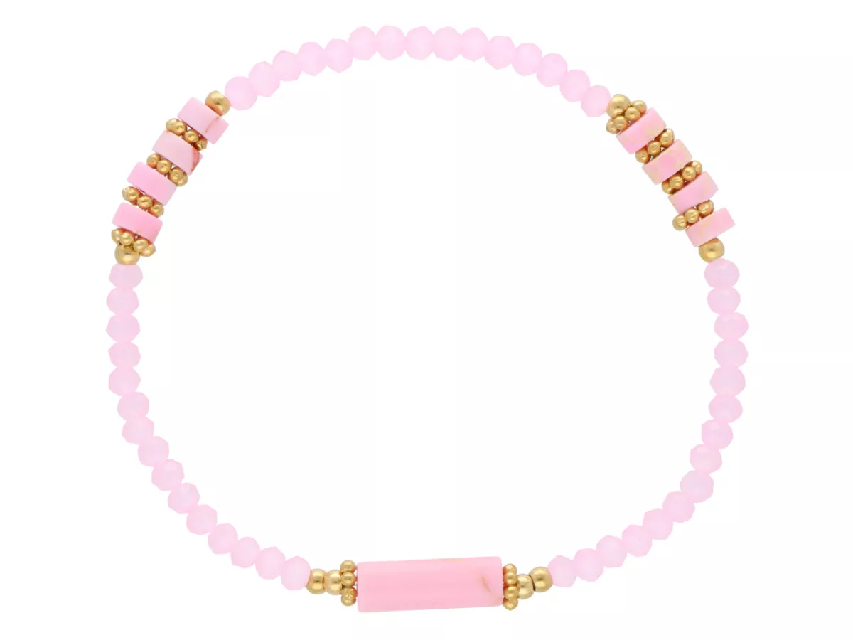 R5C82 BRANSOLETKA JASPIS CESARSKI KRYSZTAŁKI I STAL CHIRURGICZNA