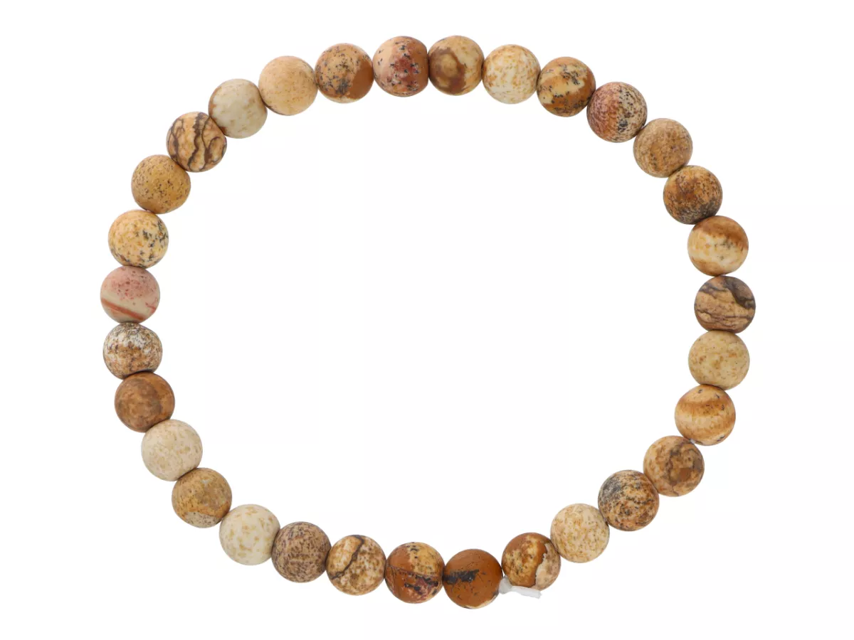 R3N47 BRANSOLETKA JASPIS OBRAZKOWY MATOWY KULE 6,5 mm