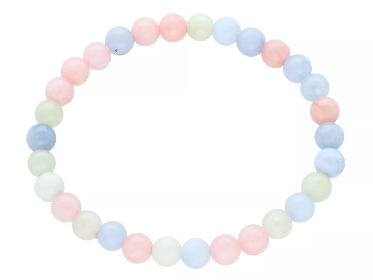 R4E51 BRANSOLETKA JADEIT MORGANITOWY KULE 6,5 mm