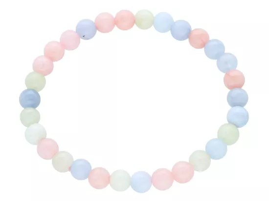 R4E51 BRANSOLETKA JADEIT MORGANITOWY KULE 6,5 mm