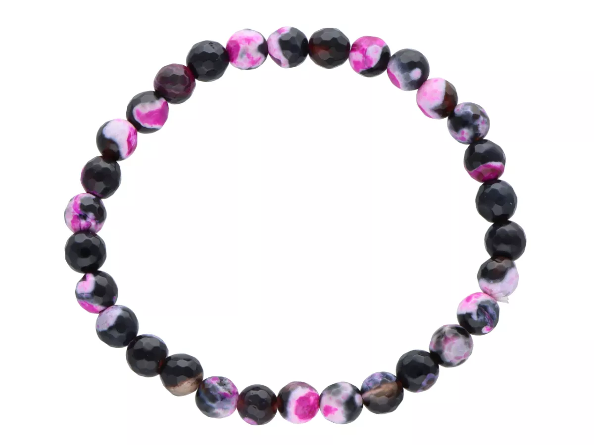 R4H57 BRANSOLETKA AGAT KULE FASETOWANE 6 mm