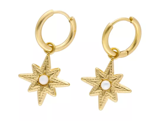 U1X13 KOLCZYKI MASA PERŁOWA I STAL CHIRURGICZNA 1 PARA