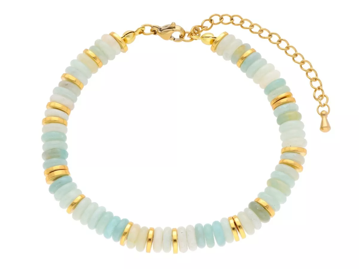 R5B28 BRANSOLETKA AMAZONIT HEMATYT I STAL CHIRURGICZNA