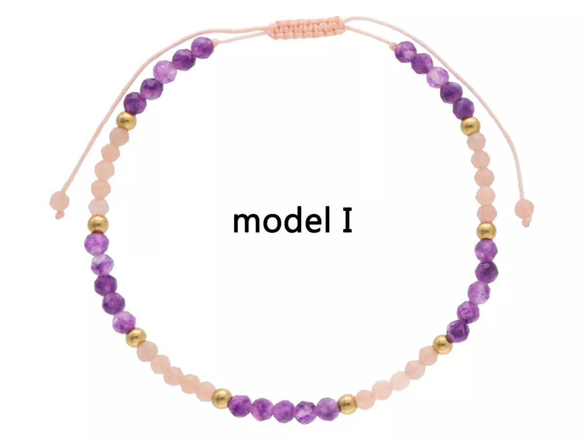 R4O16 BRANSOLETKA SHAMBALLA AMETYST KAMIEŃ SŁONECZNY I STAL