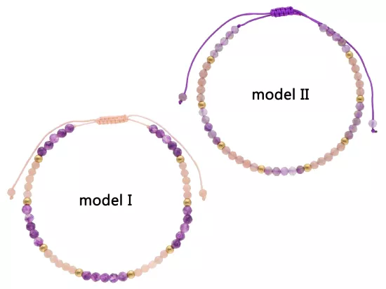 R4O16 BRANSOLETKA SHAMBALLA AMETYST KAMIEŃ SŁONECZNY I STAL