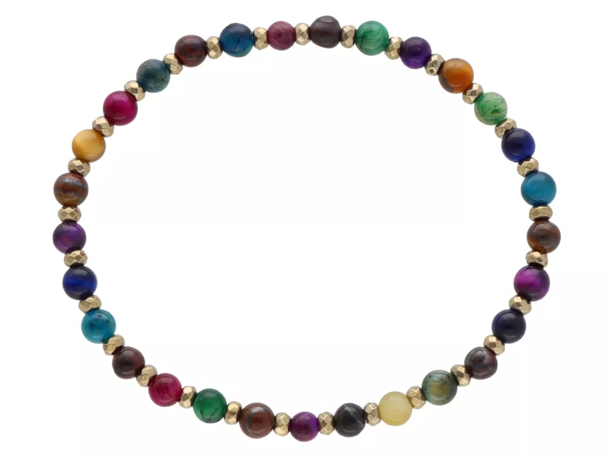 R4M44 BRANSOLETKA TYGRYSIE OKO MIX KOLORÓW KULE 4,5 mm