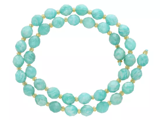 R4U25 AMAZONIT OWAL FASETOWANY 7,5/8,5 mm - 1 SZNUR