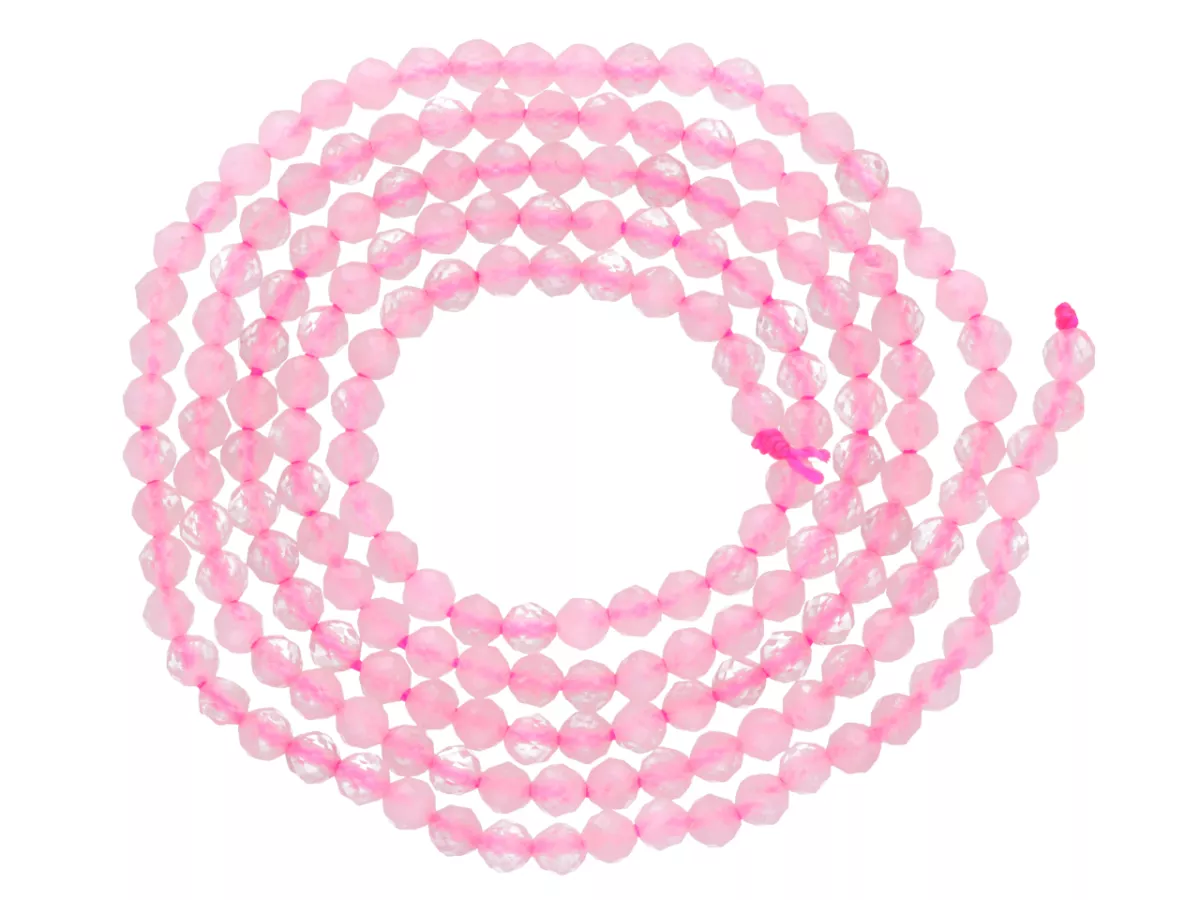 K6S46 KWARC RÓŻOWY KULE FASETOWANE 2 mm 1 SZNUR