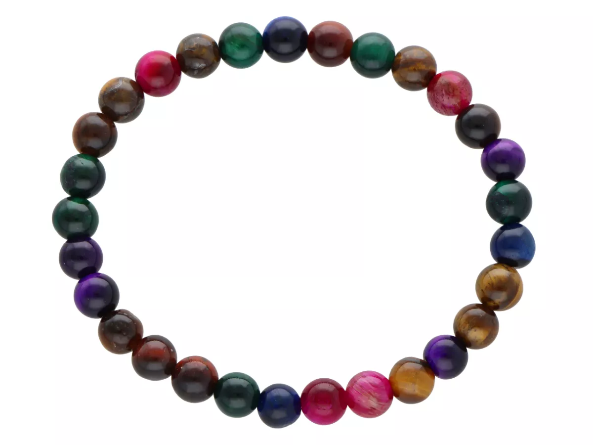 R4W25 BRANSOLETKA TYGRYSIE OKO MIX KOLORÓW KULE 6,5 mm