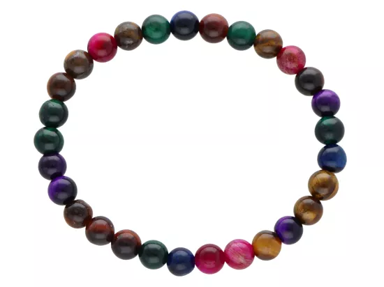 R4W25 BRANSOLETKA TYGRYSIE OKO MIX KOLORÓW KULE 6,5 mm