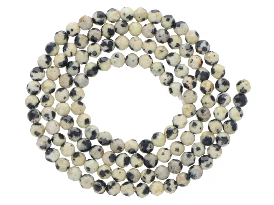 K7O48 JASPIS DALMATYŃSKI KULE FASETOWANE 3 mm - 1 SZNUR