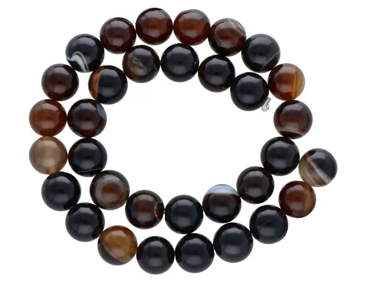 K5Z91 CZARNY AGAT KULE 12,5 mm - 1 SZNUR