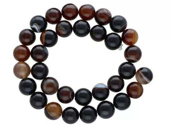 K5Z91 CZARNY AGAT KULE 12,5 mm - 1 SZNUR