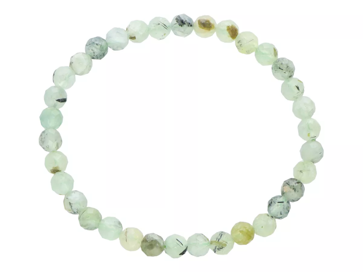 R4I84 BRANSOLETKA PREHNIT KULE FASETOWANE 5 mm