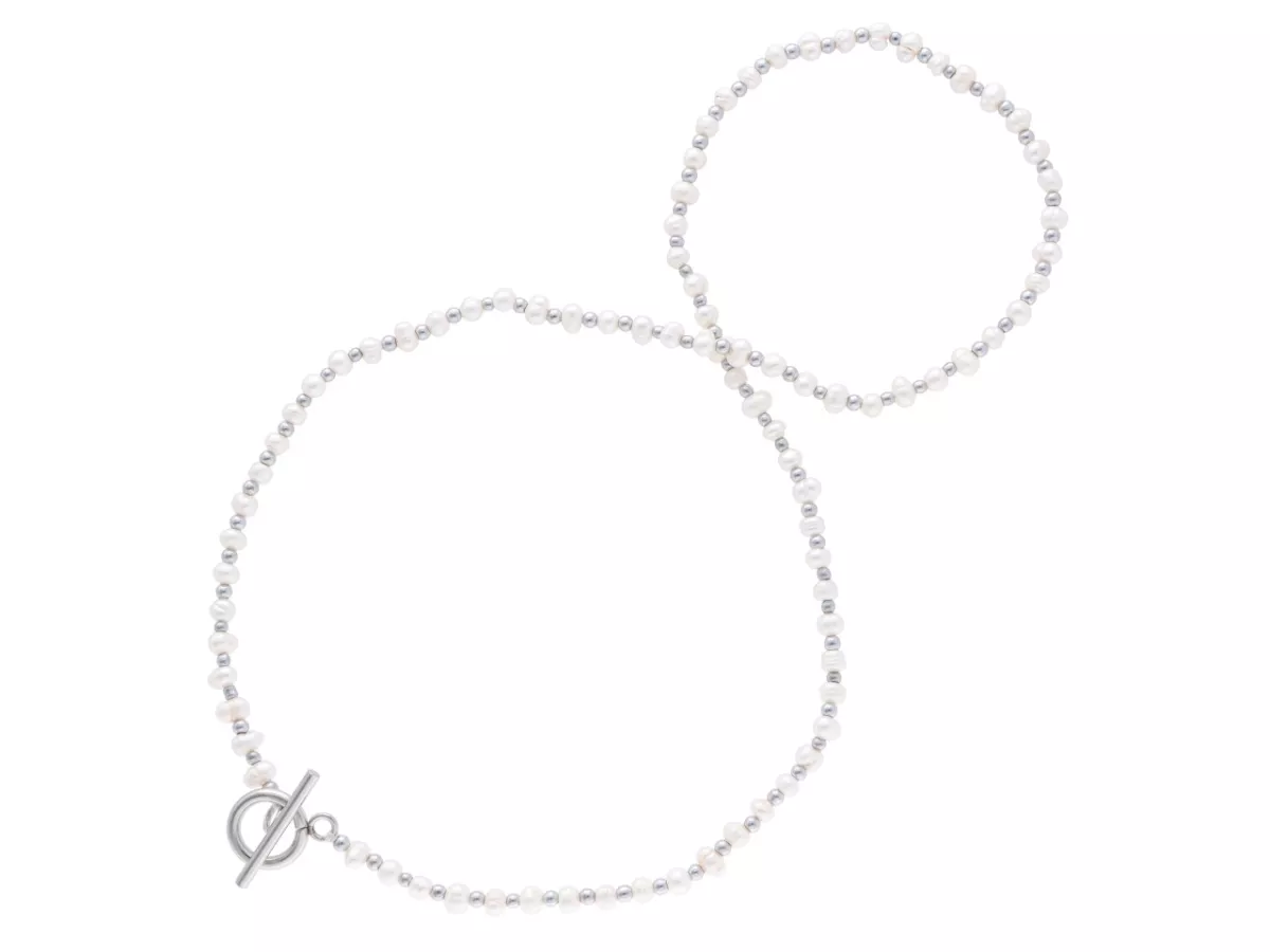 N3O64 NASZYJNIK PERŁA NATURALNA I HEMATYT