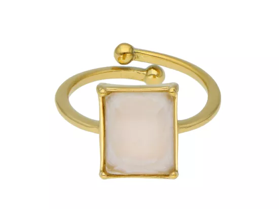 R4J66 PIERŚCIONEK KRYSZTAŁ GÓRSKI I STAL CHIRURGICZNA - 1 SZTUKA