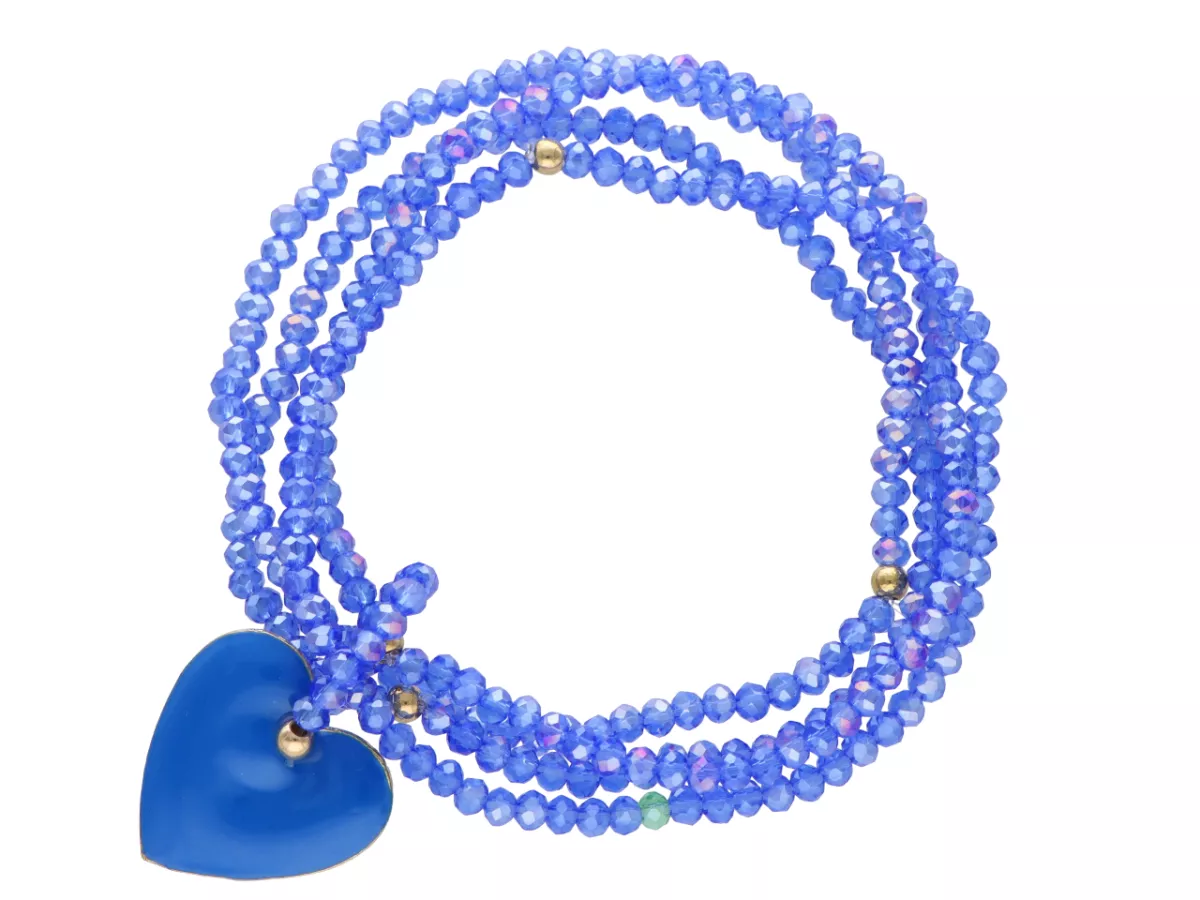 R3C67 BRANSOLETKA  4-RZĘDOWA Z ZAWIESZKĄ KRYSZTAŁKI 3 mm NA GUMCE