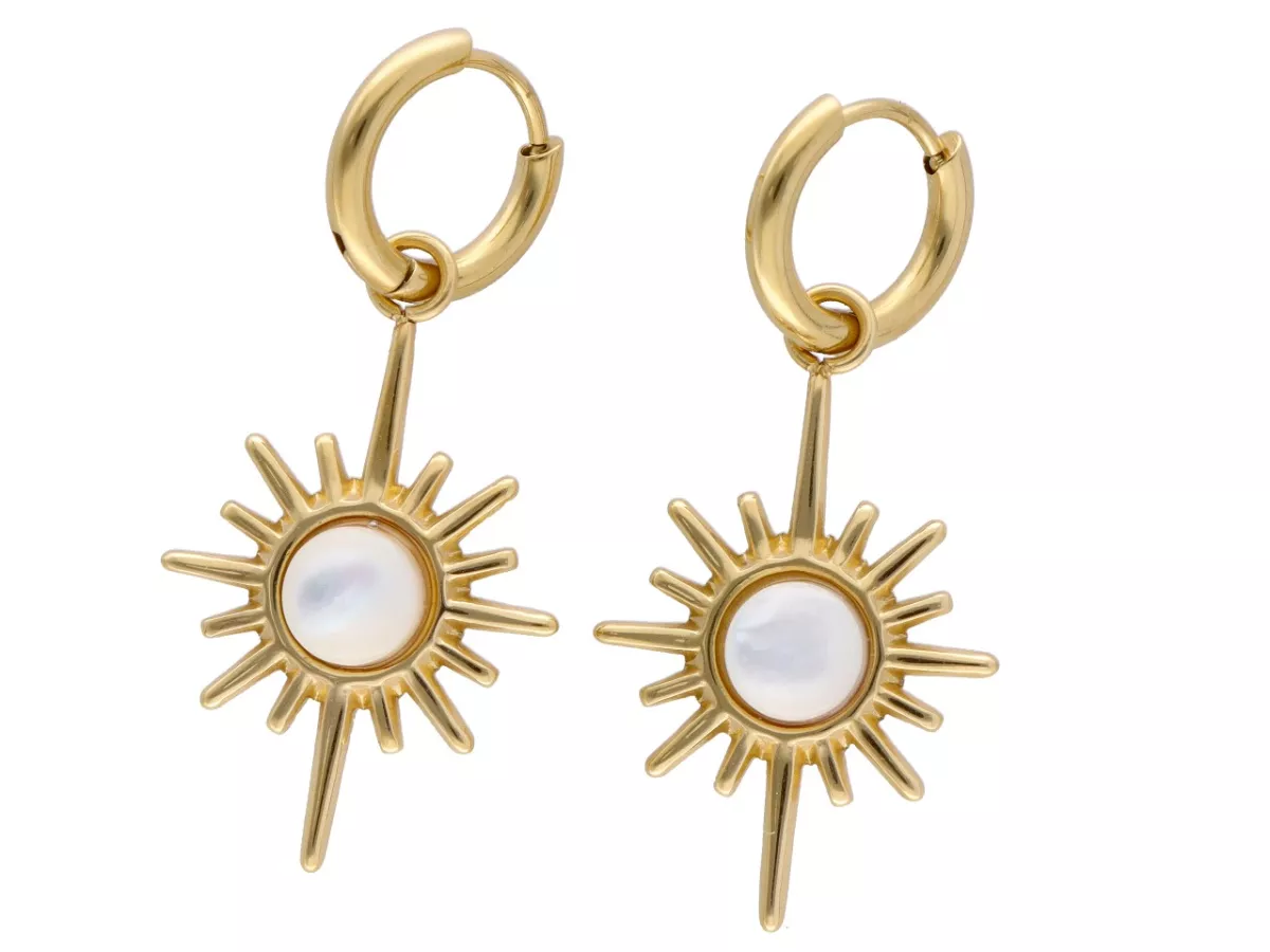 U1W74 KOLCZYKI MASA PERŁOWA I STAL CHIRURGICZNA 1 PARA