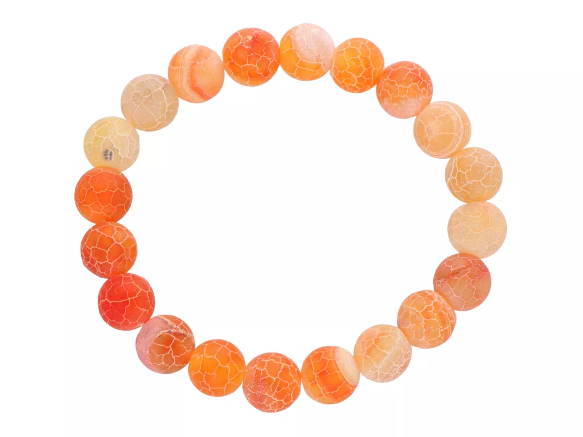 R4H62 BRANSOLETKA AGAT TRAWIONY KULE 10 mm