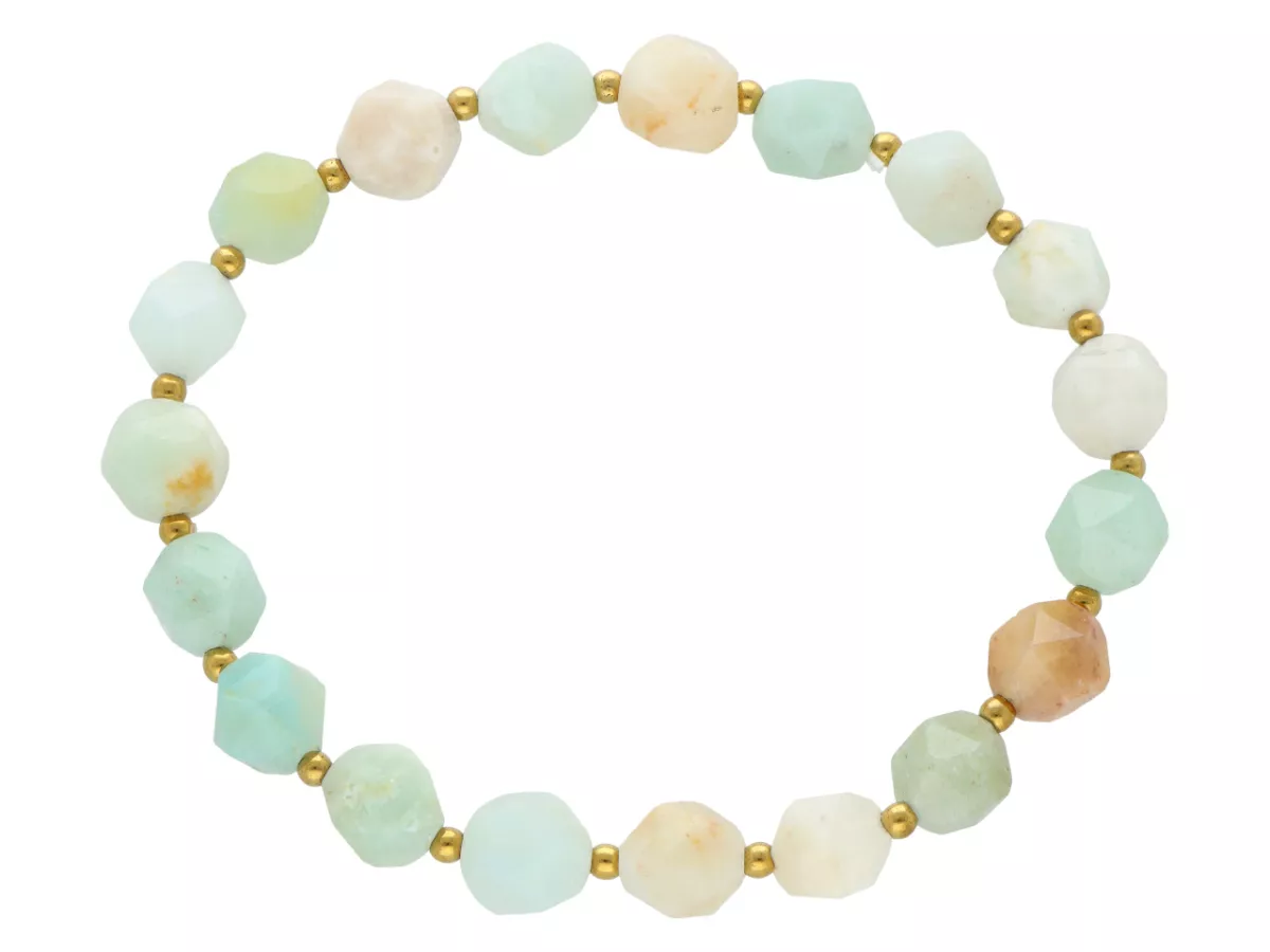 R4M36 BRANSOLETKA AMAZONIT DIAMENTOWY KULE FASETOWANE 8 mm