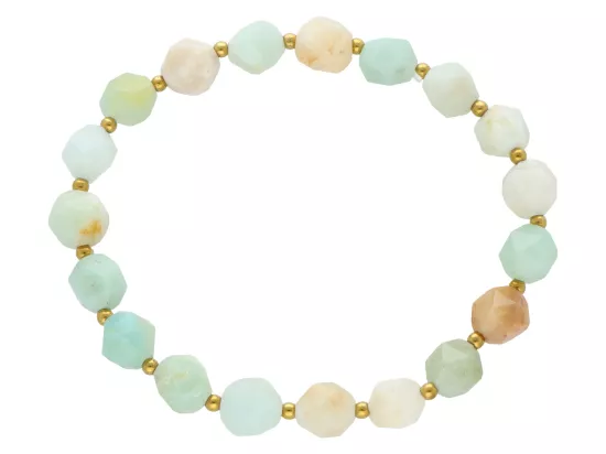 R4M36 BRANSOLETKA AMAZONIT DIAMENTOWY KULE FASETOWANE 8 mm